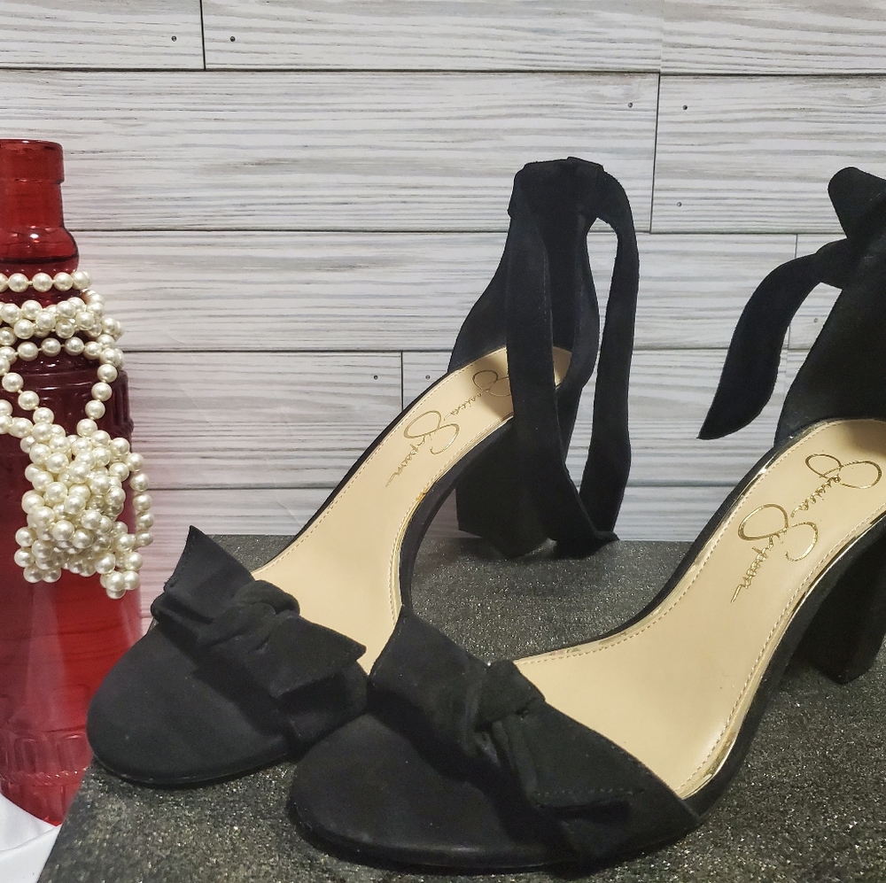 Suede ankle tie sandals